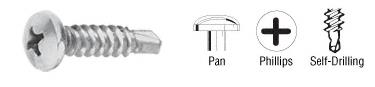 CRL Satin Anodized 8-18 x 3/4" Self-Drilling Pan Head Phillips Screw - Package of 100