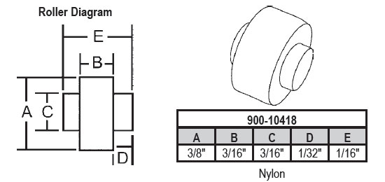 STB Sliding Window Replacement Roller, Nylon Wheel, with Fixed Axle, 3/8" Diameter - Package