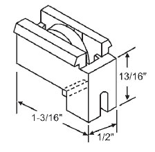 STB Window Roller Assembly, Brass Wheel, 7/16" Diameter - Package