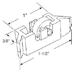 STB Window Roller Assembly, Brass Wheel, 1/2" Diameter