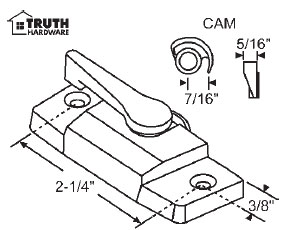 STB Sweep Lock with Keeper, Zinc Die Cast, Beige, 2-1/4" Screw Holes