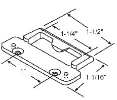 STB Hung and Sliding Keepers, Face Mounted, Beige, 1" Screw Holes