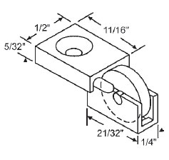 STB Window Roller Assembly, Nylon Wheel, 1/2" Diameter - Package
