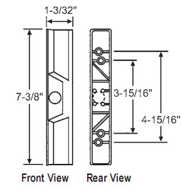 STB Sliding Glass Patio Door Outside Pull for Internal Locking Handle Set, Metal, Black, 3-15/16" or 4-15/16"  Screw Holes