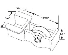 STB Window Roller Assembly, Nylon Wheel, 17/32" Diameter - Package