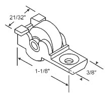 STB Window Roller Assembly, Nylon Wheel, 13/32" Diameter - Package