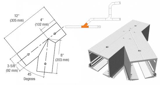 CRL SPS Flanged Self-Guiding 135 Degree Left Hand Intersection With Forced Diverter-Mill Aluminum