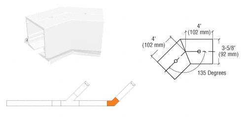 CRL SPS Flanged Self-Guiding 135 Degree Corner-White Powder Paint
