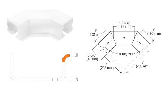 CRL SPS Flanged Self-Guiding 95 Degree Corner-White Powder Paint