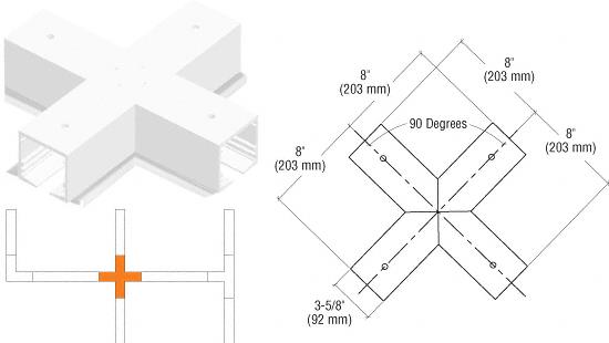 CRL SPS Flanged Manual 4-Way Cross Intersection-White Powder Paint