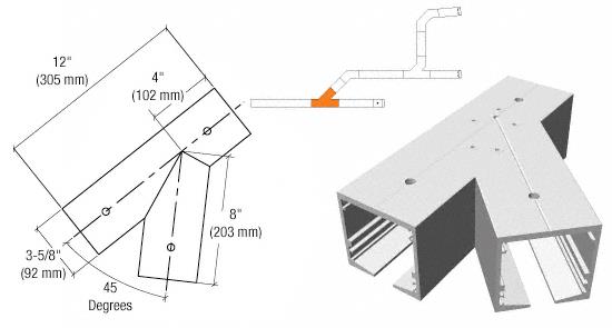 CRL SPS Standard Self-Guiding 135 Degree Left Hand Intersection With Forced Diverter-Mill Aluminum