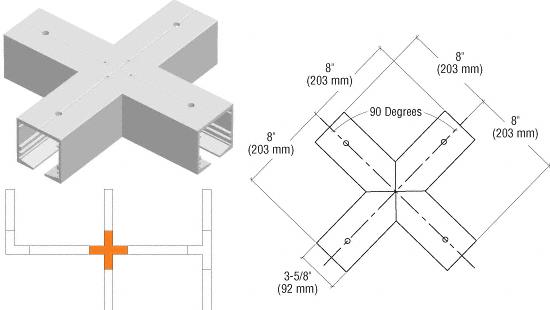 CRL SPS Standard Manual 4-Way Cross Intersection-Mill Aluminum