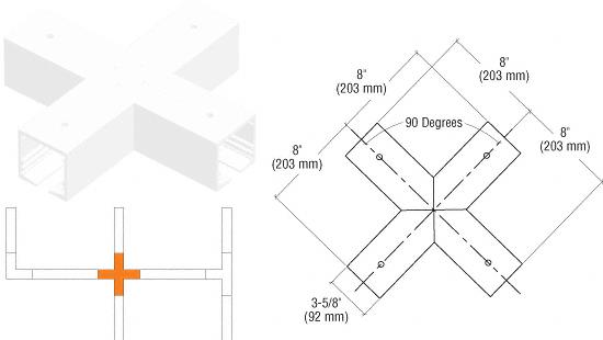 CRL SPS Standard Manual 4-Way Cross Intersection-White Powder Paint