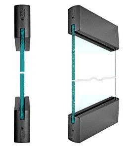 CRL SPS Style 92 - 4" Square Rails Top and Bottom for 1/2" Glass-Black