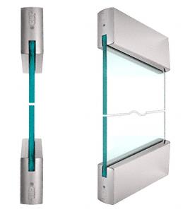 CRL SPS Style 92 - 4" Square Rails Top and Bottom for 1/2" Glass-Brushed Stainless