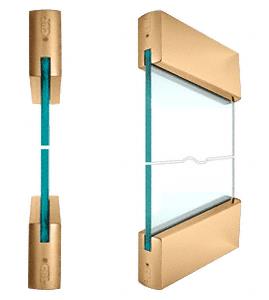 CRL SPS Style 92 - 4" Square Rails Top and Bottom for 1/2" Glass-Polished Brass