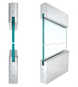 CRL SPS Style 93 - 4" Square Rail Top and 6" Square Rail Bottom for 1/2" Glass-Brushed Stainless