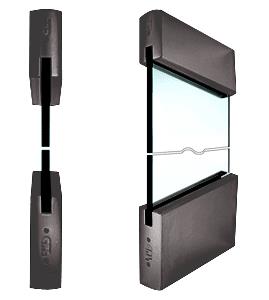 CRL SPS Style 93 - 4" Square Rail Top and 6" Square Rail Bottom for 1/2" Glass-Dark Bronze Anodized