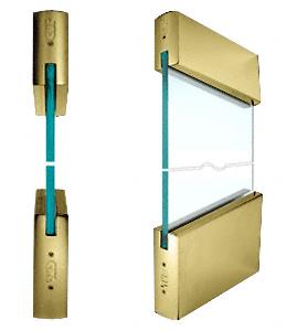 CRL SPS Style 93 - 4" Square Rail Top and 6" Square Rail Bottom for 1/2" Glass-Polished Brass