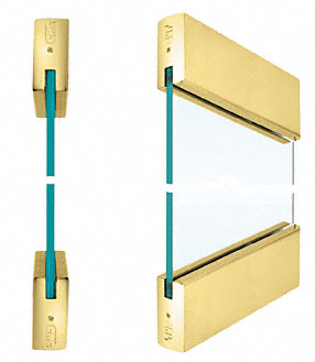 CRL Satin Brass SPS Style 93 With 4" Square Rail Top and 6" Square Rail Bottom for 1/2" Glass