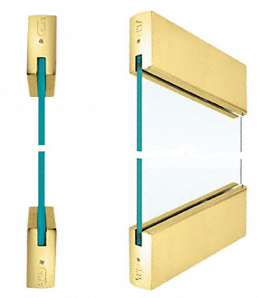 CRL Polished Brass SPS Style 96 - 4" Square Rails Top and Bottom for 3/4" Glass