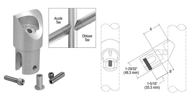 CRL ACRS Satin Anodized Acute 29 Degree Angled Tee Adaptor