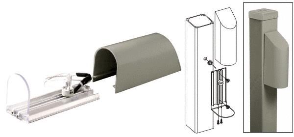 CRL Beige Gray Aluminium Post Mounted Decorative Light with Hood