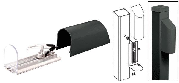 CRL Matte Black Aluminium Post Mounted Decorative Light with Hood