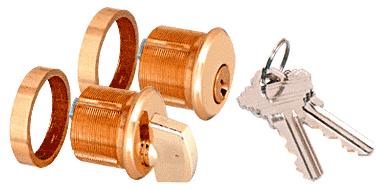 CRL Polished Brass Finish AMR215 Series Keyed Cylinder and Thumbturn for Use With AMR215 Series Patch Lock