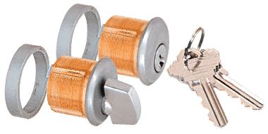 CRL Brushed Stainless Finish AMR215 Series Keyed Cylinder and Thumbturn for Use With AMR215 Series Patch Lock