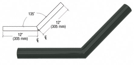 CRL Matte Black Quick Connect 135 Degree Corner for 1-1/2" Diameter Tubing