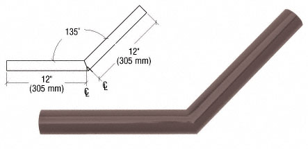 CRL Matte Bronze Quick Connect 135 Degree Corner for 1-1/2" Diameter Tubing