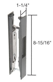 CRL Slidiing Glass Patio Door Handle, Mortise Style, Flush Mount, 5-11/16" Screw Holes, Non-Keyed, Plastic, Black, Adams Rite Doors