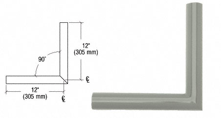 CRL Agate Gray Quick Connect 90 Degree Corner for 1-1/2" Diameter Tubing