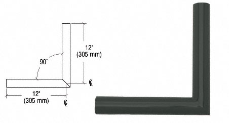 CRL Matte Black Quick Connect 90 Degree Corner for 1-1/2" Diameter Tubing