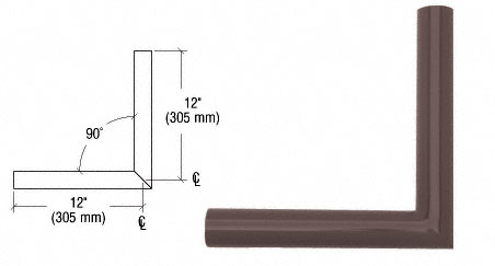 CRL Matte Bronze Quick Connect 90 Degree Corner for 1-1/2" Diameter Tubing