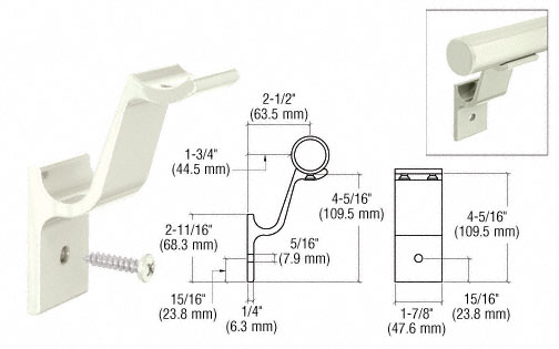 CRL Oyster White Quick Connect Aluminum Hand Rail Bracket for 1-1/2" Diameter Tubing