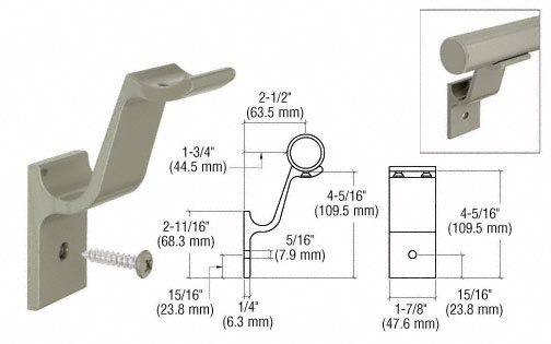 CRL Beige Gray Quick Connect Aluminum Hand Rail Bracket for 1-1/2" Diameter Tubing