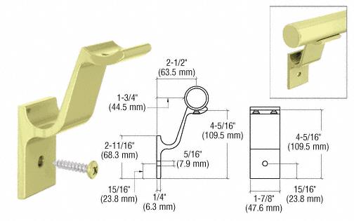 CRL Chromate (Unfinished) Quick Connect Aluminum Hand Rail Bracket for 1-1/2" Diameter Tubing