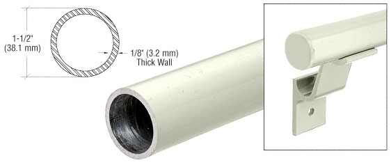 CRL Oyster White Quick Connect 1-1/2" Diameter Aluminum Hand Rail - 20' 1"
