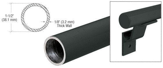 CRL Matte Black Quick Connect 1-1/2" Diameter Aluminum Hand Rail - 20' 1"