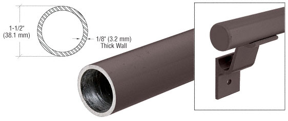 CRL Matte Bronze Quick Connect 1-1/2" Diameter Aluminum Hand Rail - 20' 1"