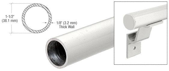 CRL Sky White Quick Connect 1-1/2" Diameter Aluminum Hand Rail - 20' 1"