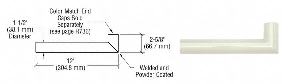 CRL Chromate (Unfinished) Quick Connect Wall Hand Rail Return for 1-1/2" Diameter Tubing