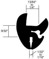 CRL Two-Piece Self-Sealing Universal Weatherstrip 1/32" to 1/16" Panel - 13/64" to 1/4" Glass