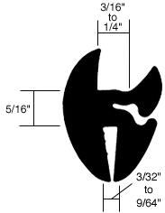 CRL Two-Piece Self-Sealing Weatherstrip 3/32" to 5/32" Panel - 3/16" to 1/4" Glass