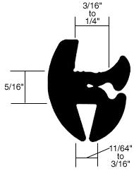 CRL Two-Piece Self-Sealing Universal Weatherstrip 11/64" to 3/16" Panel - 3/16" to 1/4" Glass