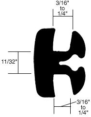 CRL Two-Piece Self-Sealing Universal Weatherstrip 3/16" to 1/4" Panel - 3/16" to 1/4" Glass