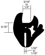 CRL One-Piece Self-Sealing Universal Weatherstrip 1/32" to 1/16" Panel - 3/16" to 1/4" Glass