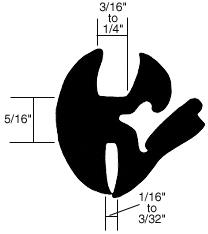 CRL One-Piece Self-Sealing Universal Weatherstrip 1/16" to 3/32" Panel - 3/16" to 1/4" Glass